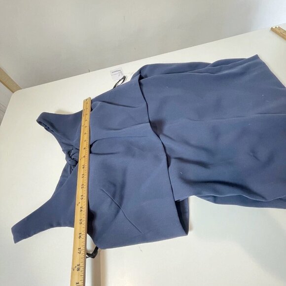 Jenny Yoo JY Womens Crepe Overlay Bow Back Bridesmaids Dress Navy 8 V-Neck JY540 - Picture 8 of 9